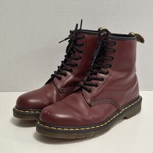 Dr Doc Martens 1460 Oxblood Cherry Red Boots Combat Lace Up Womens 9 - Mens 8